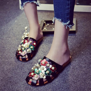 2019 New Women Pearl Hollow Out Summer Slippers