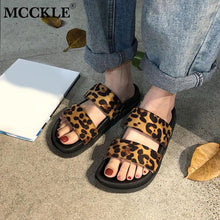 Load image into Gallery viewer, Woman Leopard Double Belt Summer Slippers