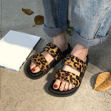 Load image into Gallery viewer, Woman Leopard Double Belt Summer Slippers